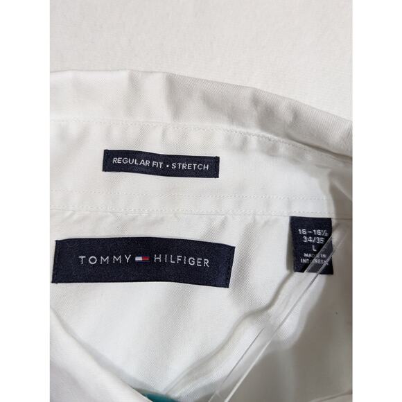 Tommy Hilfiger White stretch poplin shirt Button down Oxford L regular Chest 48" - Picture 6 of 11